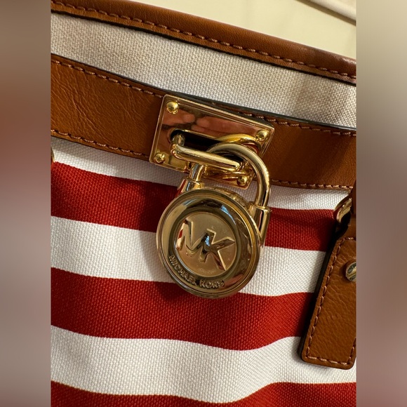 Michael Kors Hamilton Red Striped Purse - Picture 9 of 9